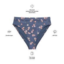 Load image into Gallery viewer, Cherry Blossom Blue - Recycled high-waisted bikini bottom
