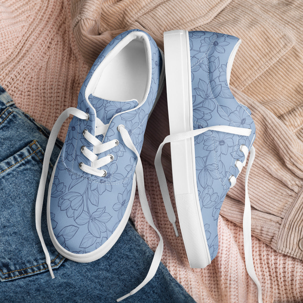 Line Garden - Blue - Women’s lace-up canvas shoes